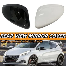 2Pcs For Peugeot 208 / 2008 2012-2018 Side Door Rearview Mirror Cover Trims Car Accessories Left + Right Side Replacement Style