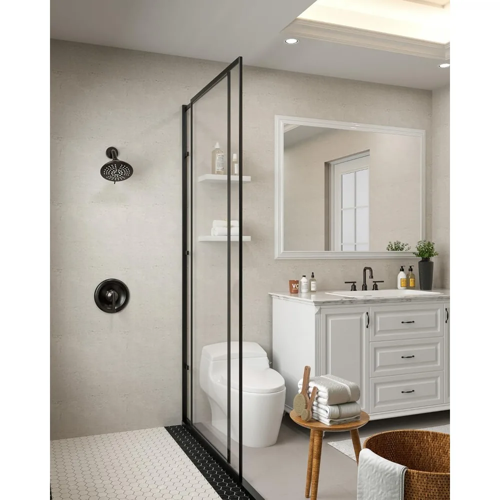 مجموعة صنبور دش برونزية مع رأس دش مطري مقاس 6 بوصات ومجموعة حواف دش حديثة بمقبض واحد