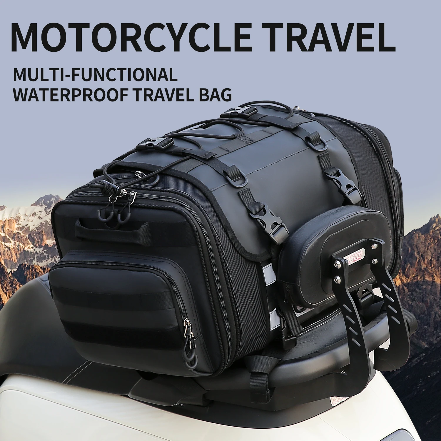 

Motorcycle Waterproof Motorcycle Seat Bag Helmet Bag Multifunction High Capacity Expandable Big Capacity Motor Saddle Bag