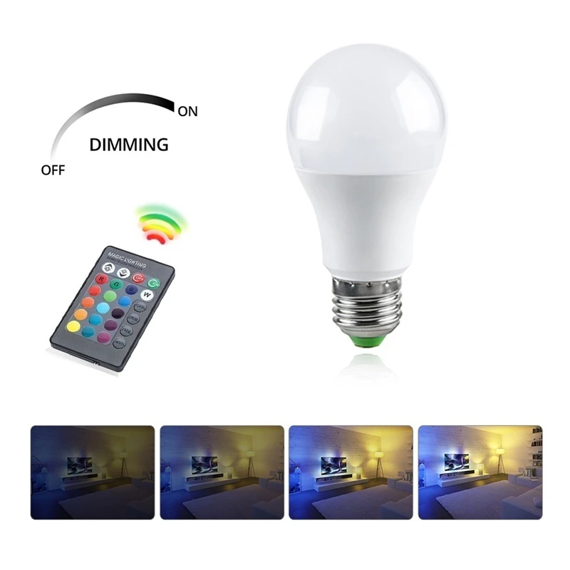 110V 220V E27 RGB LED Bulb Light 5W 10W 15W 20W RGB Lampada Changeable Colorful RGBW LED Lamp With IR Remote Control+Memory Mode