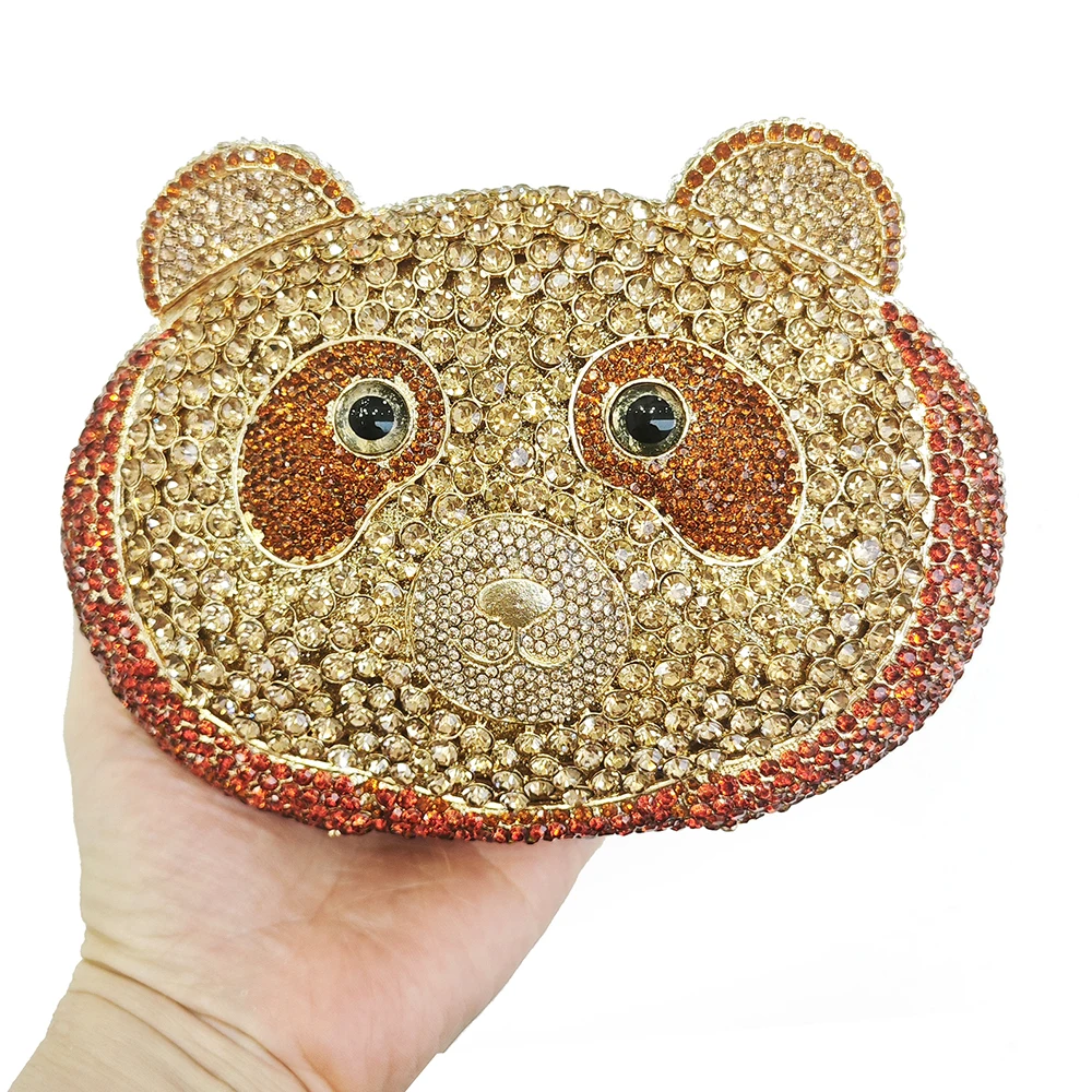 

Women Crystal Evening Clutch bAG WHTUOHENG Animal Head Purse Girl Party Dinner Minaudiere Handbag Diamond Wedding Bridal Bag