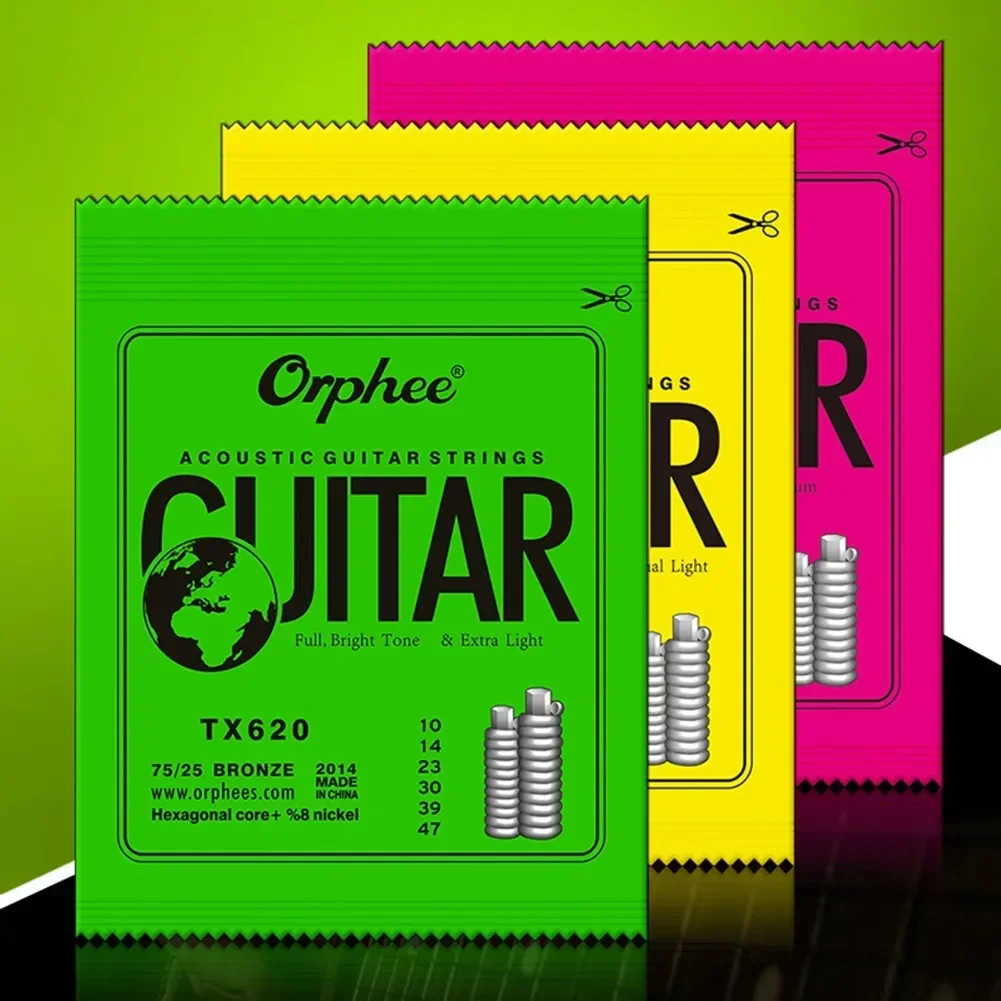 Orphee Acoustic Guitar Strings Set With Abundant Harmonics 10 47 Extra Light 11 52 Normal Light 12 53 Medium Gauge