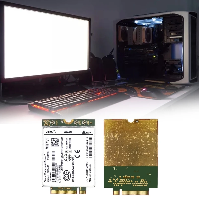 بطاقة 4G LTE EM7430 DW5816e Cat6 M2 WWAN لـ Latitude 7280 7285 7290 7389 7390