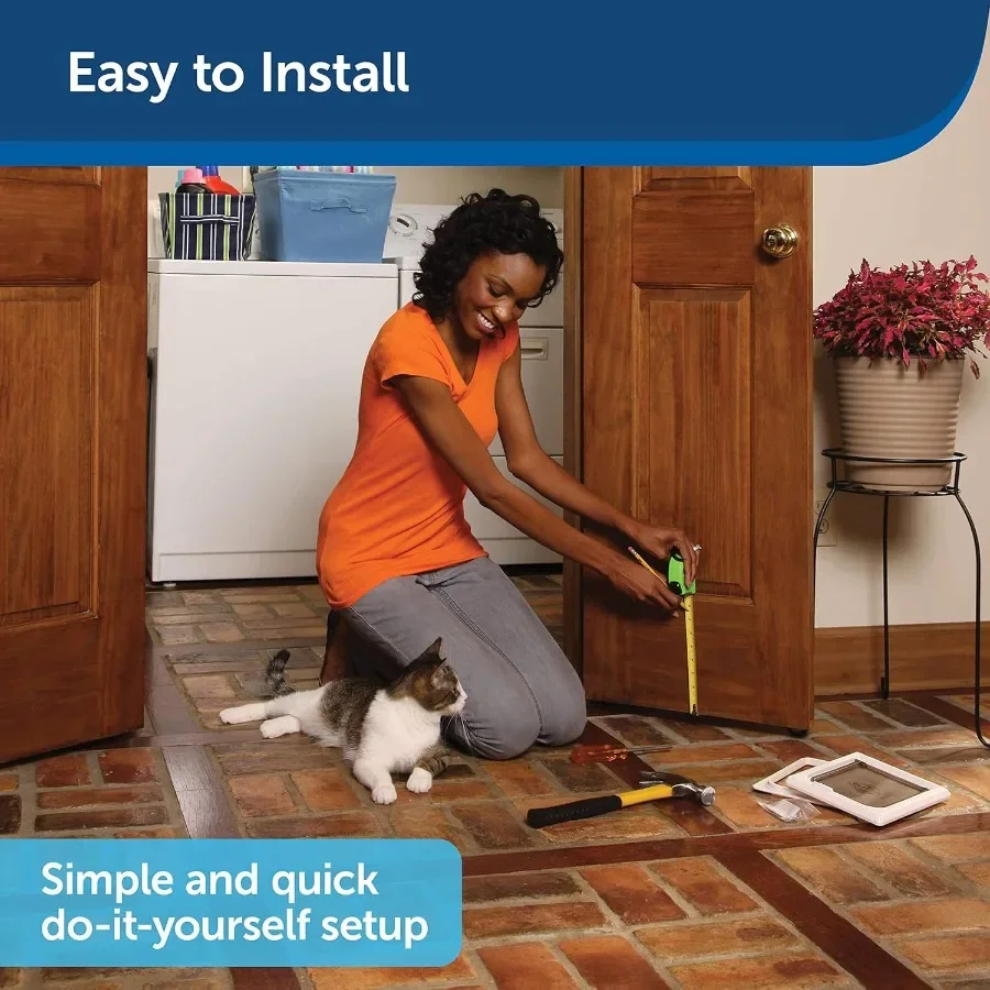 PetSafe 4Way Interior Locking Cat Door Allows Convenient Movement Between Rooms Minimizes Scratching Tinted Durable Plastic Pri