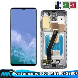 100% Tested TFT LCD For SAMSUNG Galaxy S20 G980F/DS G980 SM-G980 Display Touch Screen Digitizer Assembly Replacement With Frame