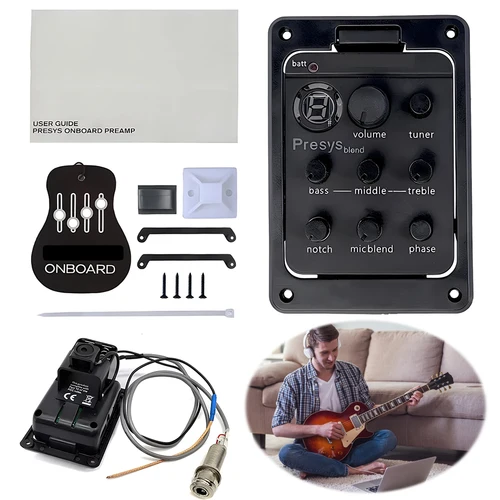 Ecualizador EQ de pastilla de guitarra 301 de plástico con sintonizador Presys pastilla piezoeléctrica mezcla de guitarra preamplificador guitarra Soundhole EQ piezas Accesorios