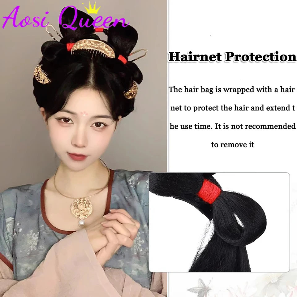 AOSI Synthetic Hanfu Wig Integrated Hairdo Ancient Costume Beginner's Updo Styling Ming Dynasty Hair Pack Tang Dynasty Hairdo