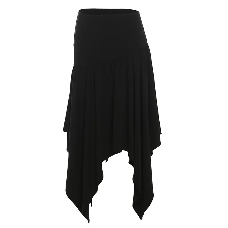 2025 Summer Cross-border New Solid Color Casual Irregular Slim Temperament High Waist Versatile Skirt Women's Clothing
