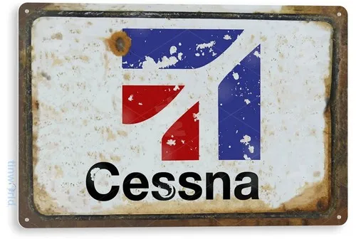 Placa de Metal B871 - Aviação Cessna, Hangar, Garagem, Aeroporto, Oficina Mecânica