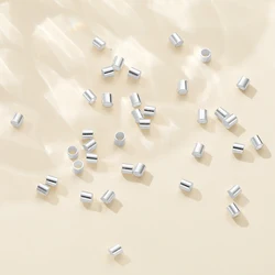 1g/pack 925 Sterling Silver 1.5/2mm Silver Color Round Tube Beads For DIY Jewelry Necklace Bracelets Making Accessories