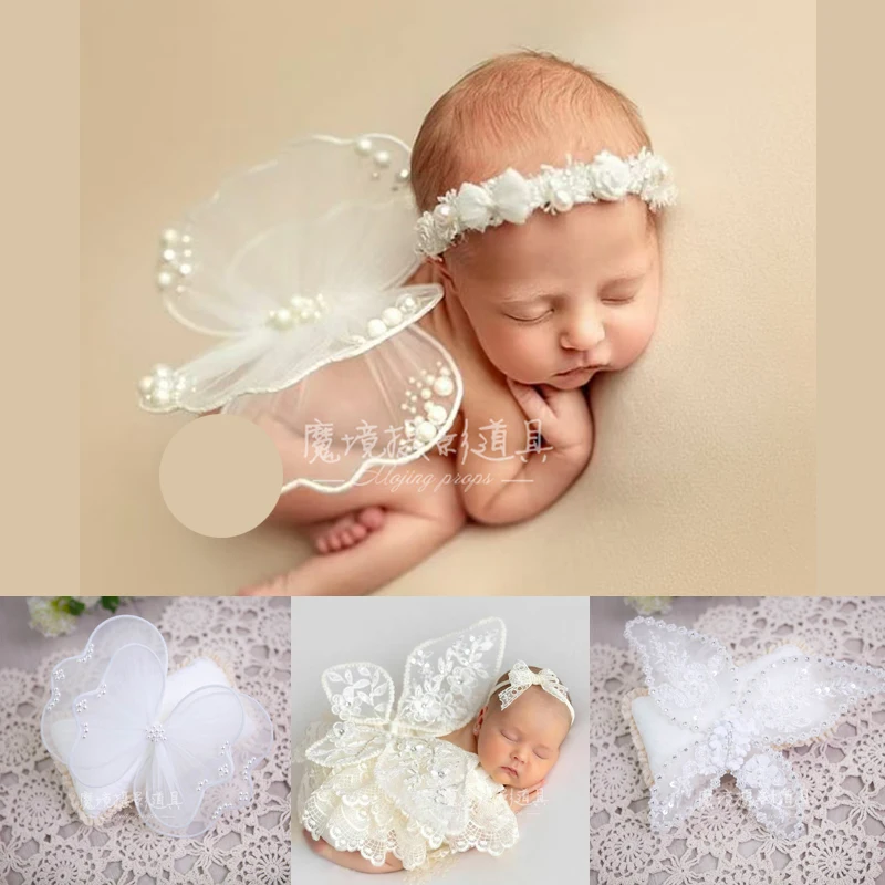 Puntelli per fotografia neonato per ragazze fatti a mano con ali di farfalla ad angolo di diamante stile fata per decorazioni per servizi fotografici in studio