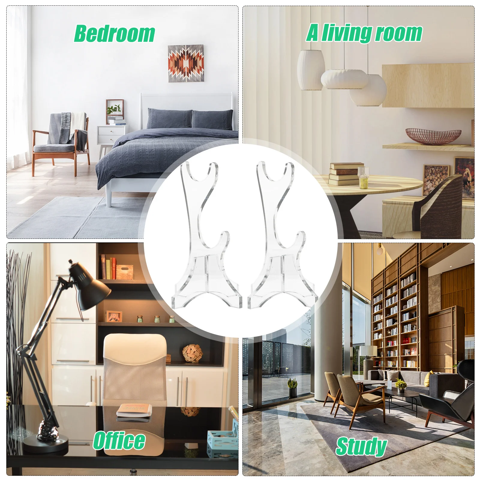 1Pair Transparent Acrylic Double Layer Flute Display Stand Desktop Vertical Flute Storage Rack Musical Instrument Organizer