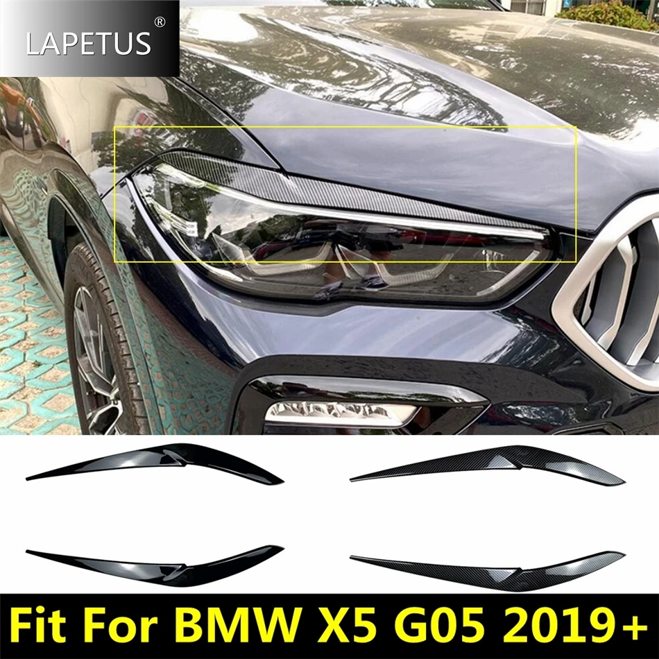 

For BMW X5 G05 2019 - 2024 Car Front Head Lights Lamps Eyelid Eyebrow Strip Decoration Cover Trim Black Exterior Kit Accessories