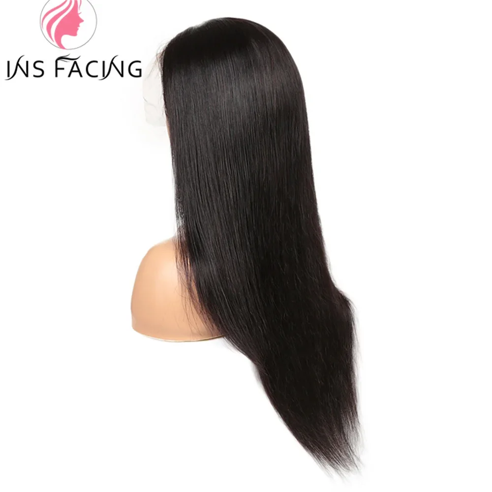 Wig rambut manusia depan renda lurus untuk wanita 13x4 200 Wig rambut manusia ketebalan Wig Frontal renda transparan Brasil rambut Remy