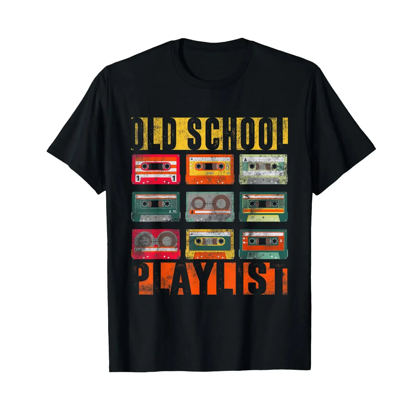 Old School PlaylisT T Shirt Retro 80s 90s Cassette Tape Music vintage Washed streetwear Versatile Top For Everyday Wear Unisex