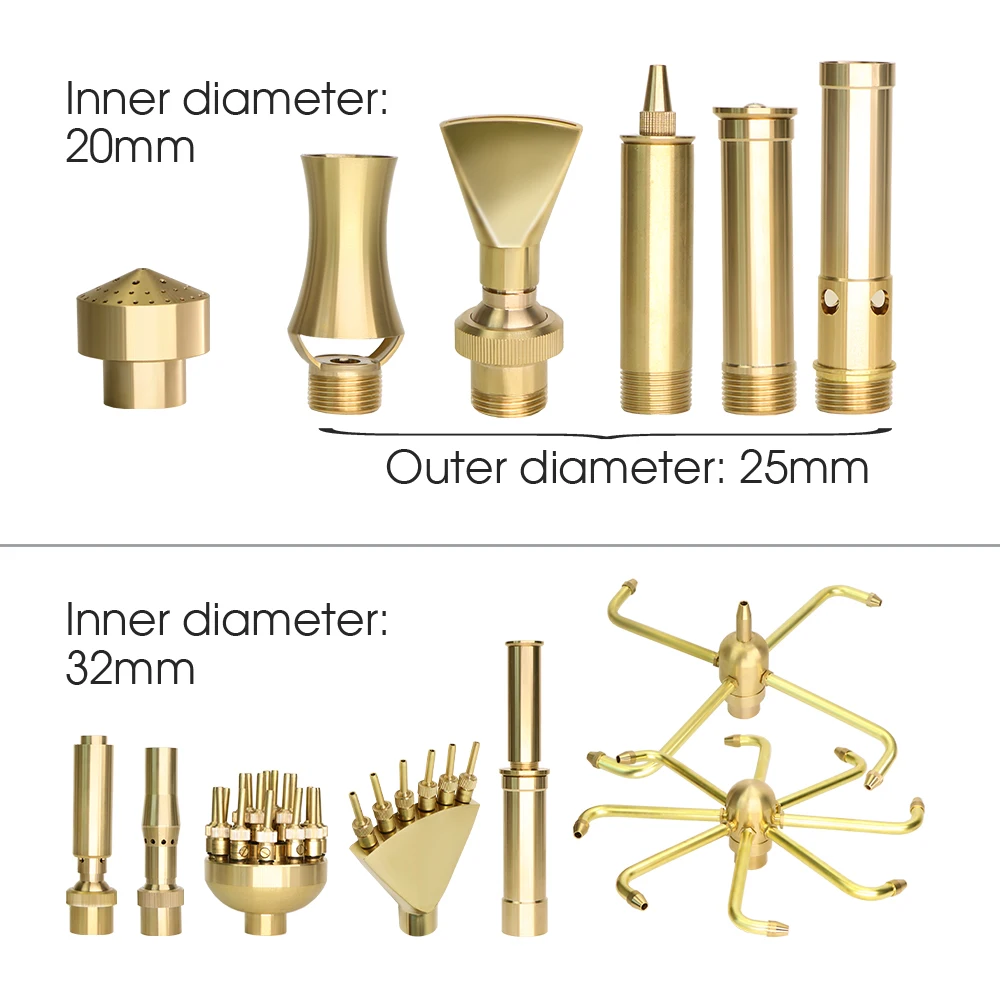 MUCIAKIE 15 Types of Fountain Nozzles Brass Sprinklers Garden Pond Rotating Copper Nozzles Head for Outdoor Park Water Ornaments