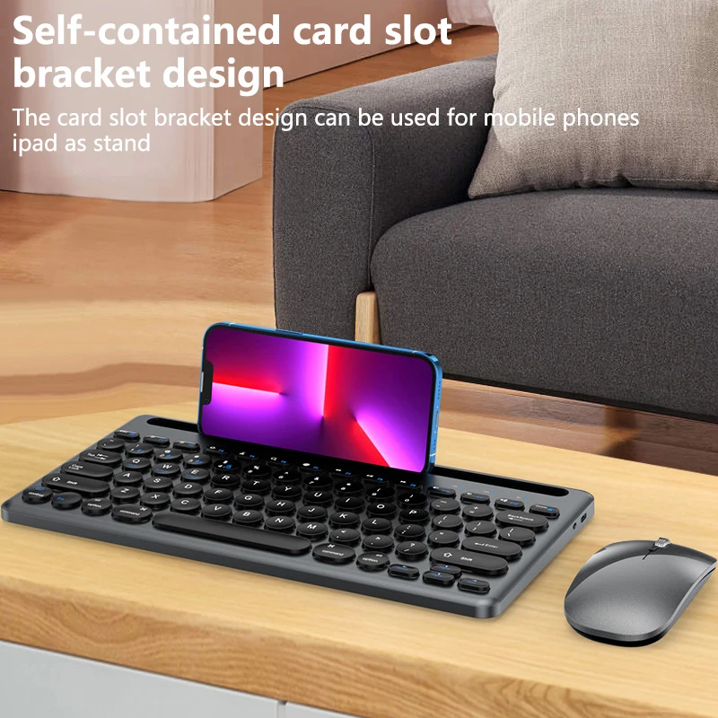 Card slot ultra-thin three-mode C-port keyboard and mouse mute mobile phone tablet universal wireless key mouse set