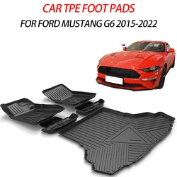 For Ford Mustang G6 2015-2022 Auto Car Floor Mats All-Weather TPE Foot Mat Odorless Pad Waterproof Tray Mat Interior Accessories