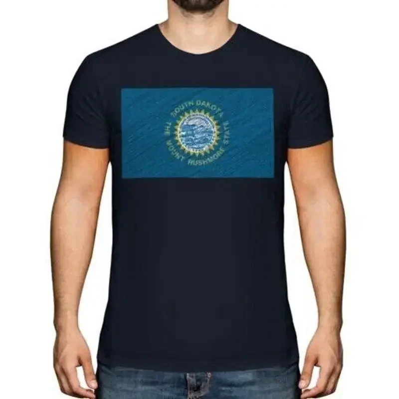 SOUTH DAKOTA STATE SCRIBBLE FLAG MENS T-SHIRT TEE TOP GIFT SOUTH DAKOTAN