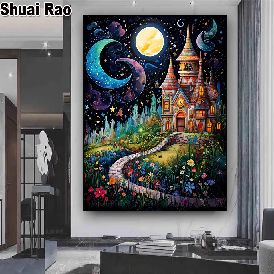 Fantasy Castle Landscape 5d Diy Diamond Painting Mosaic Pictures Of Rhinestone Embroidery Cross Stitch Kits Christmas Cartoon