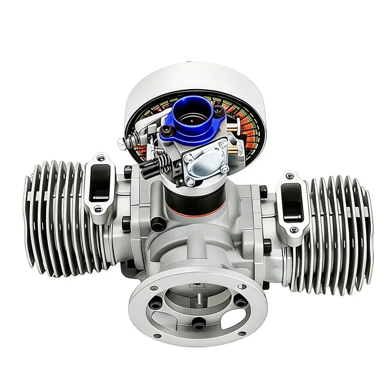 RC Fixed Wing Model Power Engine 70cc Twin Cylinder Two Stroke Integrated Starter Drive Component