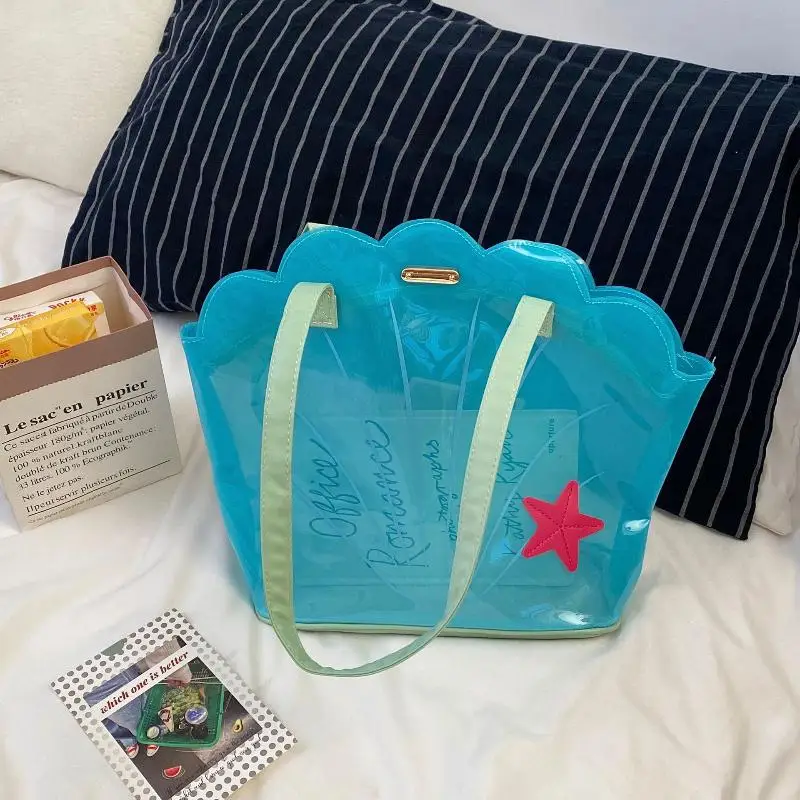 

Горячая распродажа: Корейская модная сумка через плечо из ПВХ в стиле Ins, прозрачная синяя женская сумка, водонепроницаемая портативная сумка-тоут