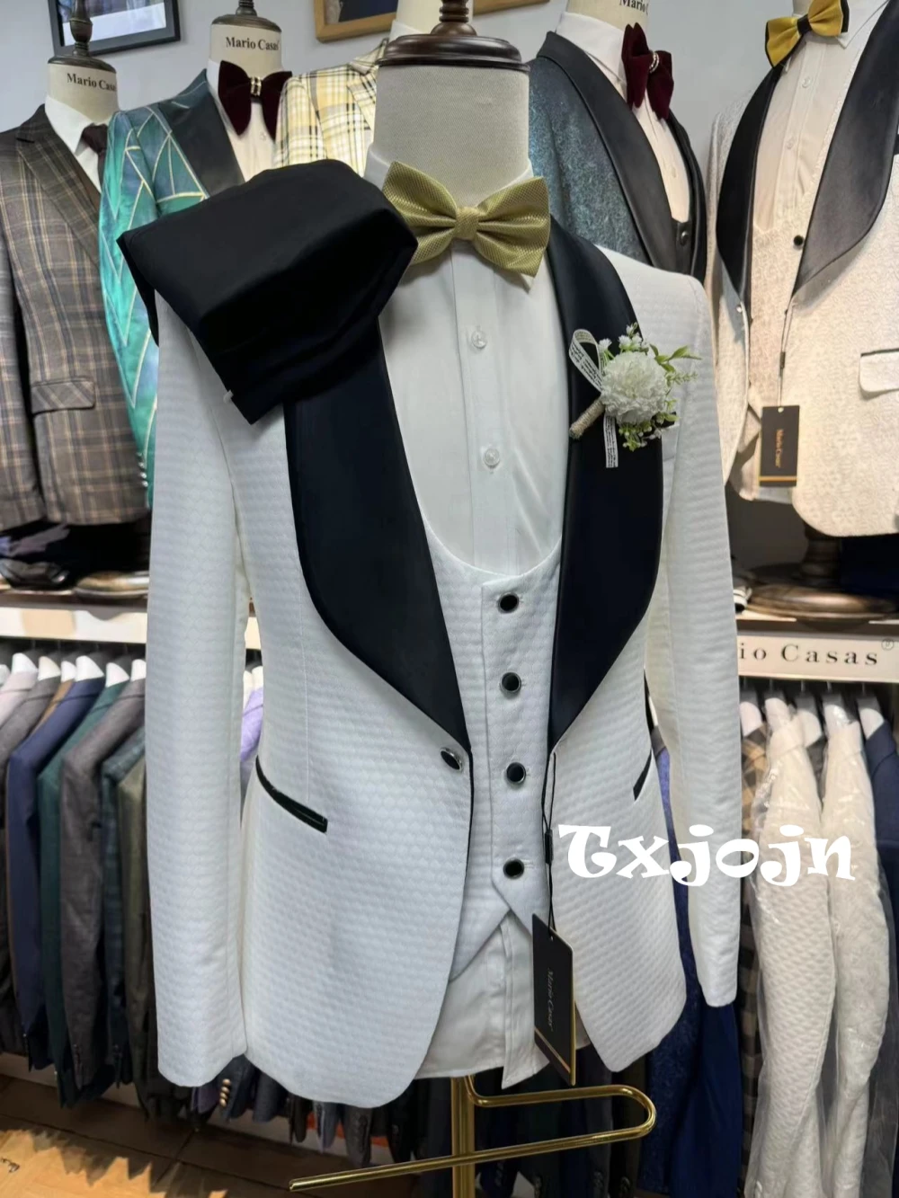 

Popular Men's Shawl Lapel Suit Set Wedding Groom Best Man Outfit Customized Single Breasted Suits 3 Pieces For Men Piano Contest