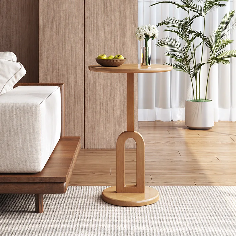 Modern small wooden sofa side table with storage rack, suitable for bedroom and hotel decoration