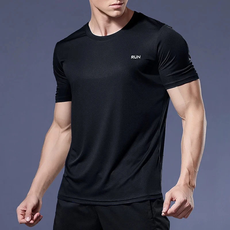 Men's Short Sleeve T-Shirt Moisture Wicking Jogging Fitness T-Shirt Fashion Sports Quick-Drying Clothes Fashion Men's T-Shirt