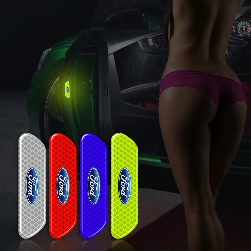 

4PCS/set Car Door Reflective Sticker Night Light Warning Decal For Ford Fiesta Focus 2 mk3 Mondeo mk4 Mustang Ranger Kuga