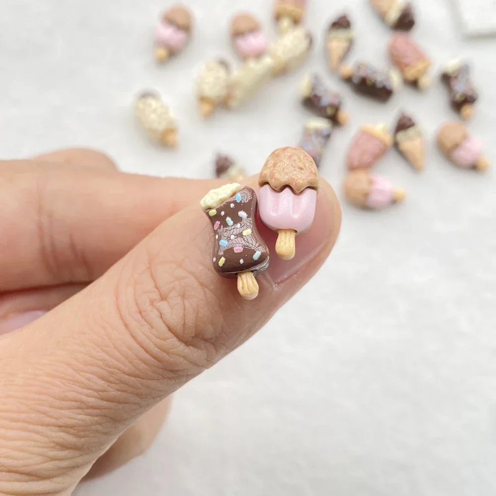 30Pcs Resin Chocolate Popsicles with Cute Cartoon Design - Perfect for Nail Art DIY and 3D Decorations