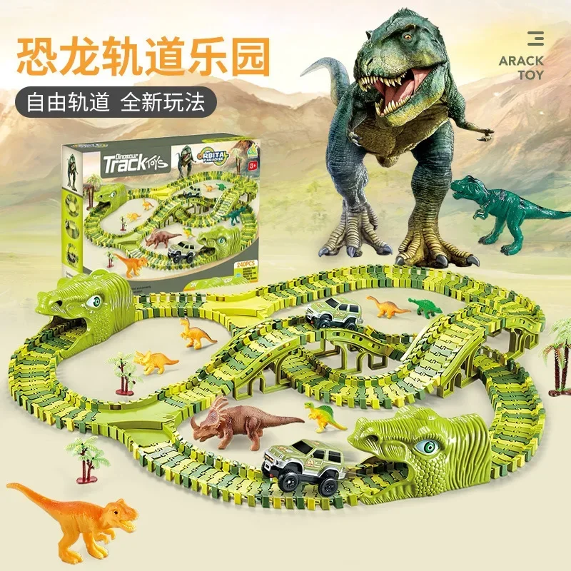 

Children's Track Car Toys Boy DIY Versatile Assembly Electric Dinosaur Roller Coaster Amusement Park