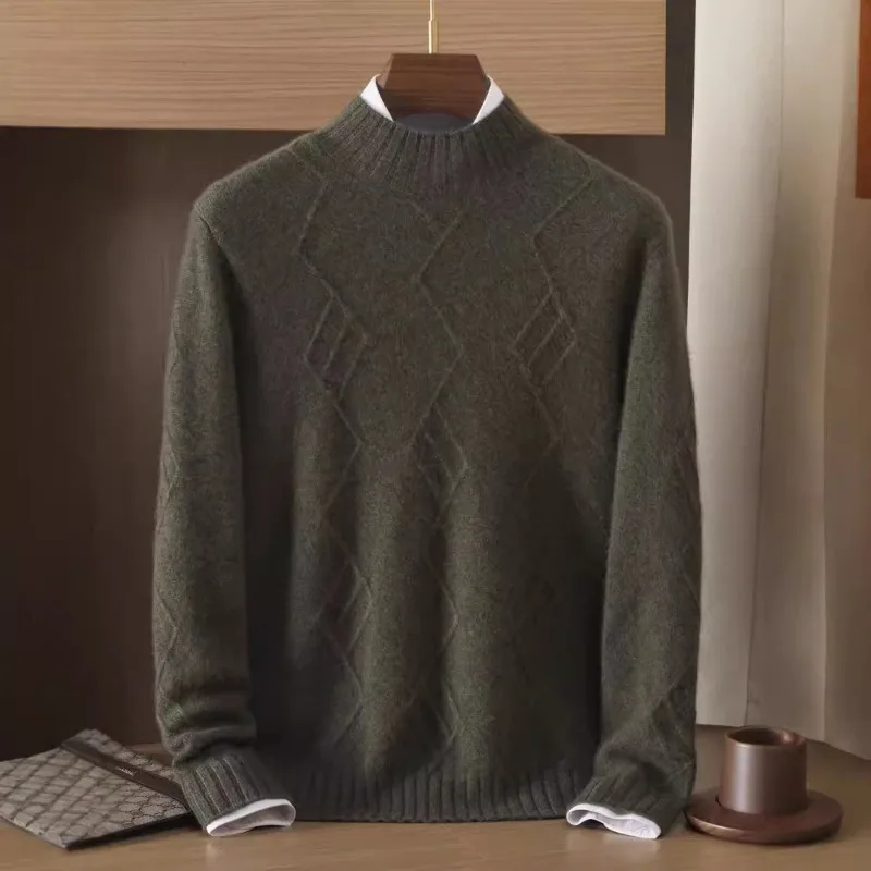 

Мужской кашемировый свитер на осень-зиму, с круглым вырезом, длинным рукавом, вязаный пуловер
