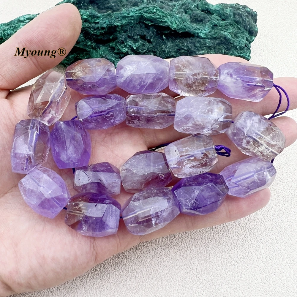 Large Faceted Natural Purple Crystal Amethysts Ametrines Cutting Nugget Focus Beads For DIY Jewelry Making MY231078