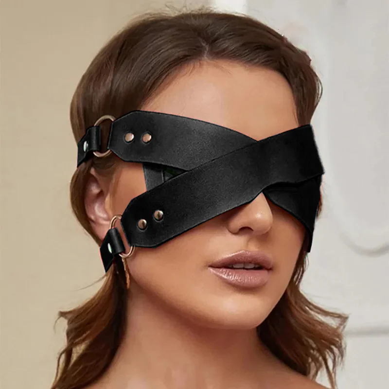 Women Sexy Leather Mask Blindfold Cosplay Adult Erotic Game Mask Adjustable Mask Masquerade Ball Fancy Masks Exotic Accessorie