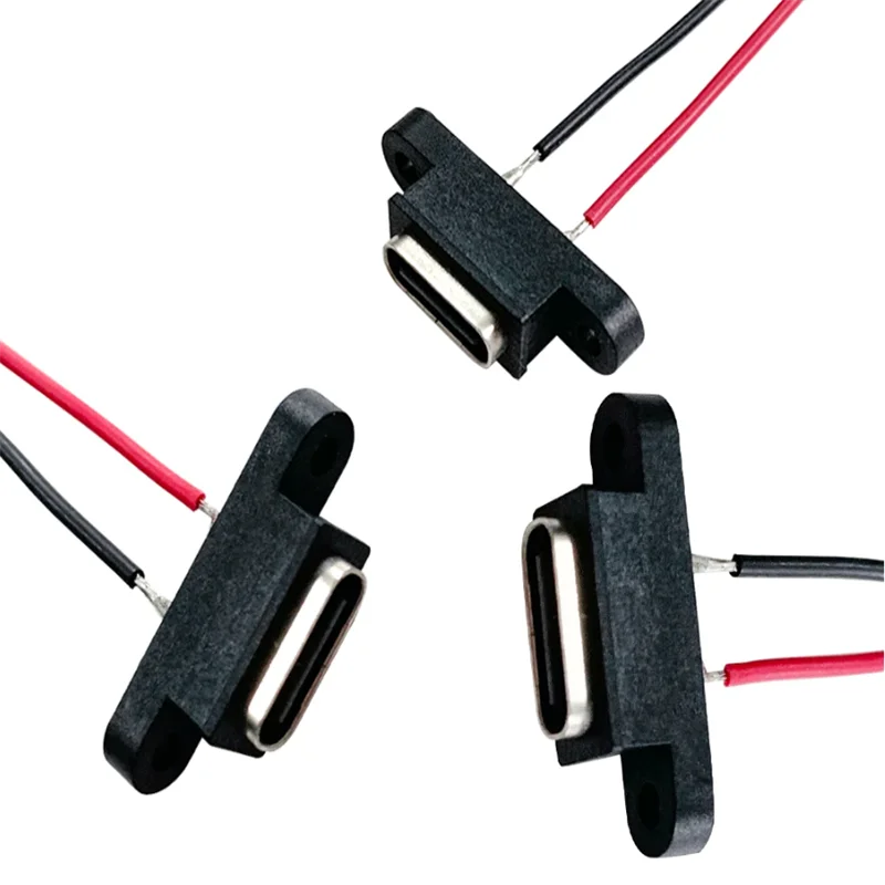 1-10pcs New Type-C 2 Pin Female USB C Socket Port With Screw Hole Fast Charge Charging Interface USB Connector cable image 5