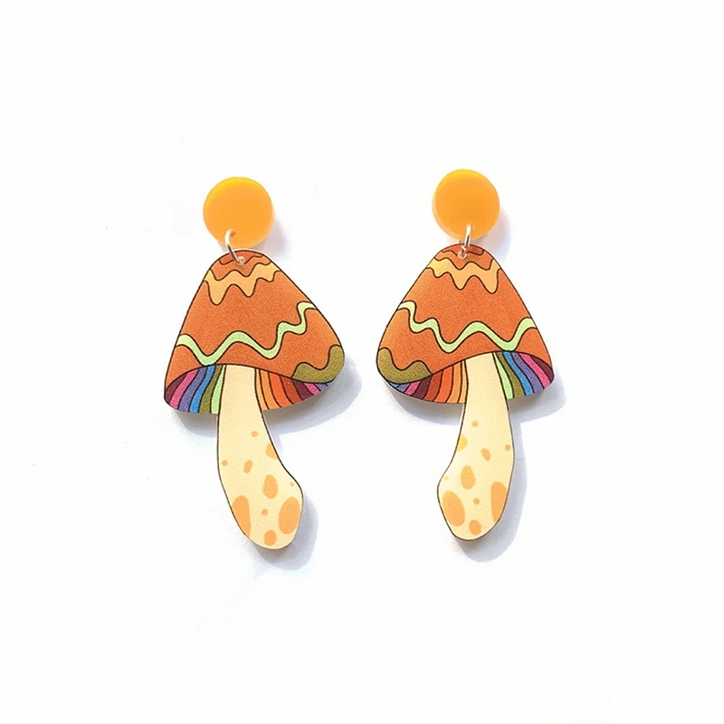 

Trendy Acrylic Mushroom Earrings For Women Cute Cartoon Swamm Drop Earring Nightclub Jewelry