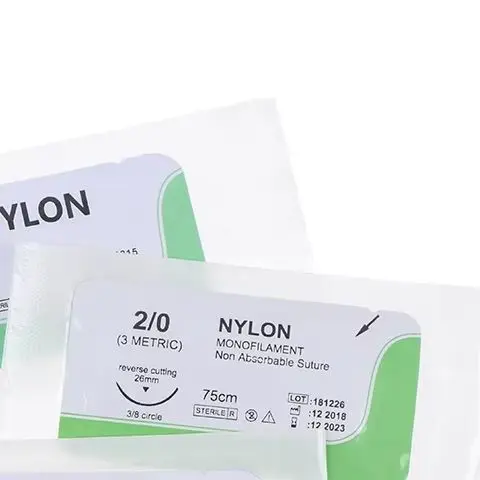 12Pcs 75cm 2/0 3/0 4/0 5/0 Medical Needle Suture Nylon Polyester Thread Suture Practice Kit Teaching Demonstrations Exercises