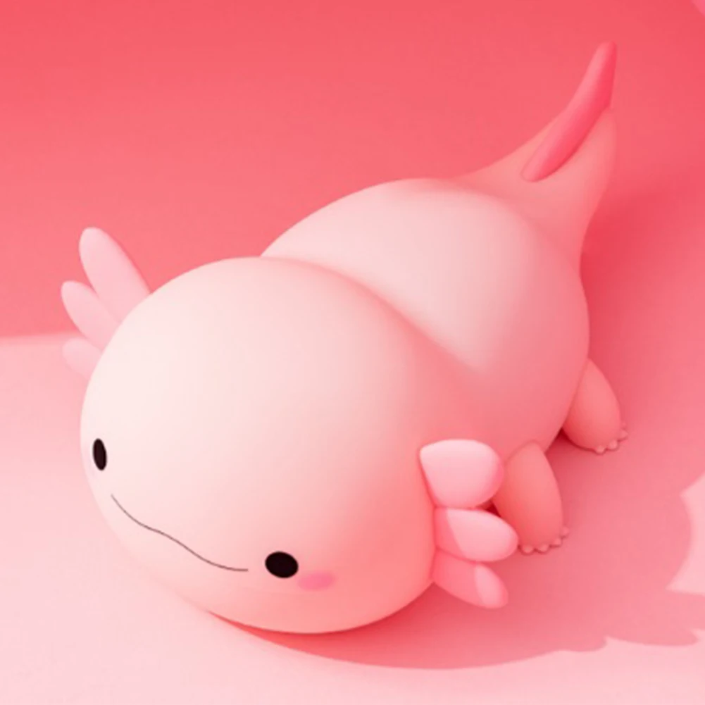 Cute Axolotl Night Light Silicone Nursery Sleeping Lamp Touch Control Nightlights USB Rechargeable Table Lamp for Baby Child