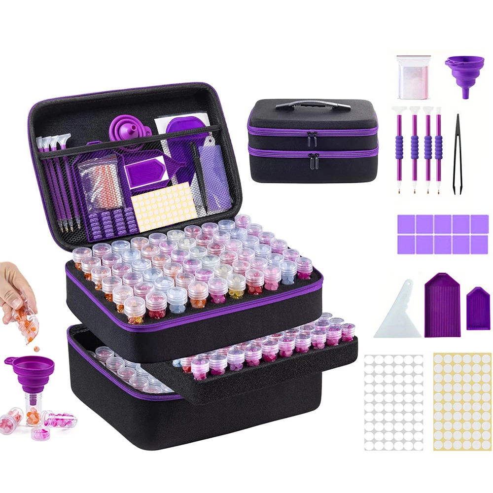 30 Bottle Diamond Painting Storage Containers Kits, Bead Storage Boxes for Diamond Painting Accessories Tools, 180 Round Bottles