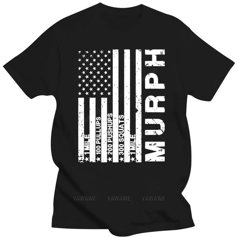 Camiseta de algodão de manga curta masculina, camisa Murph do Memorial Day, leve o desafio, tops casuais masculinos, preto, S-4XL