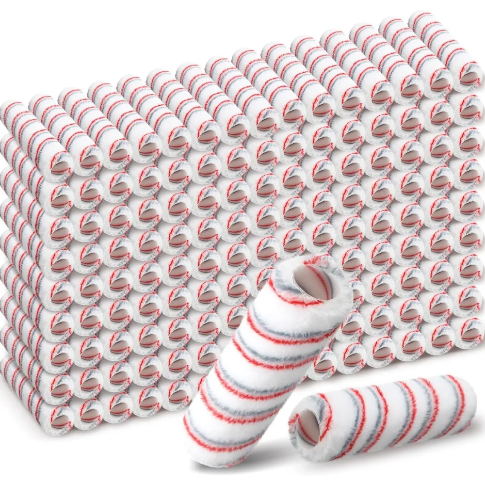 

120 Pack 9 Inch Half Inch Nap Microfiber Paint Roller Covers High Capacity for Walls Home Use Red Gray