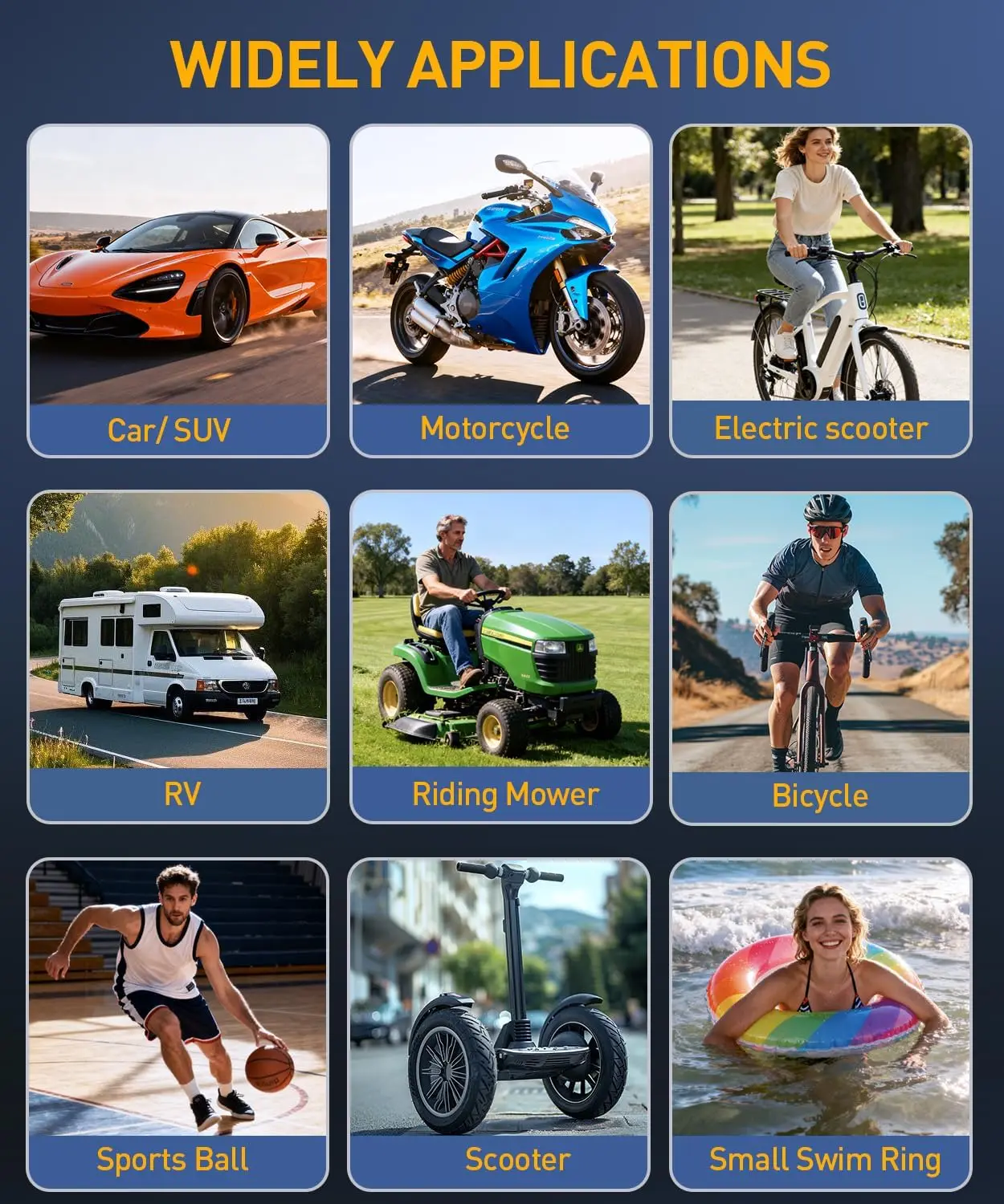 ポータブルタイヤインフレーター、車、バイク、オートバイ用の150PSIエアポンプ、ゲージLEDライト付き充電式