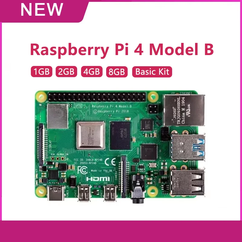 Oryginalny Raspberry Pi 4 Model B 1 GB/2 GB/4 GB/8 GB RAM 64-bitowy czterordzeniowy procesor 1,5 GHz obsługa płyty rozwojowej WIFI Bluetooth 5.0