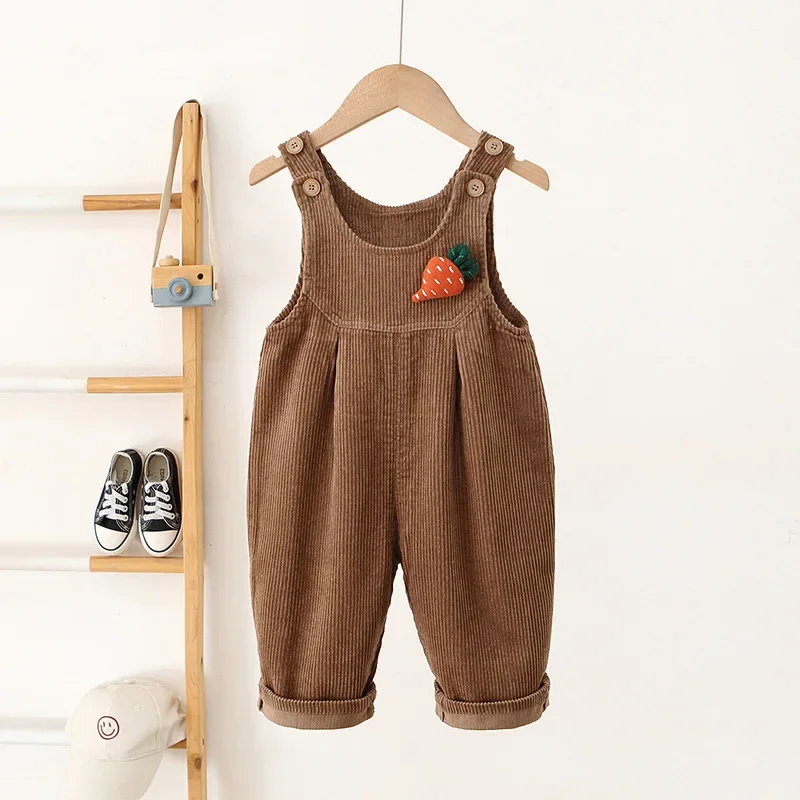 1-4Y Kids Overalls Corduroy Kids Jumpsuits Girls Suspend Pants Carrot Boys Trousers Girls Pants