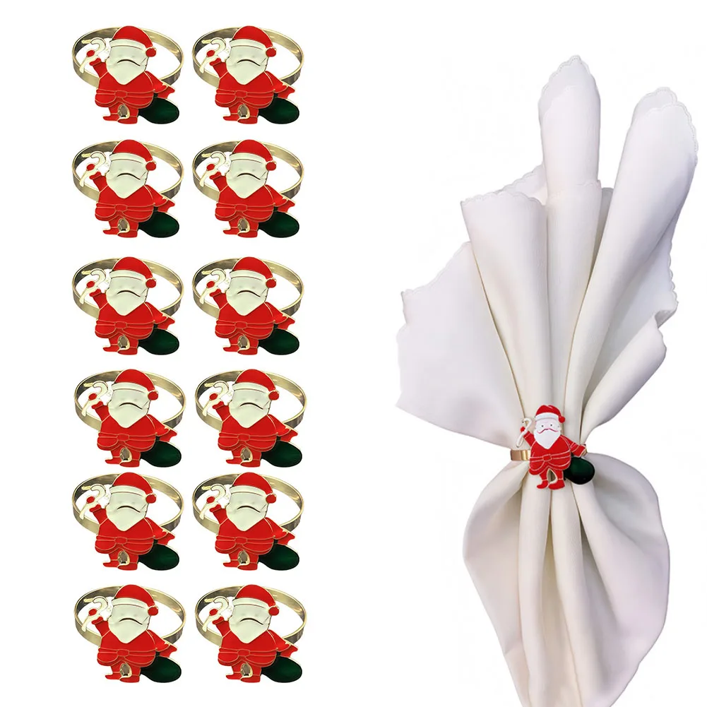 

12pcs Christmas Napkin Rings 4*3cm Alloy For Weddings, Anniversaries, Christmas Parties, And Everyday Dining Decoration Parts