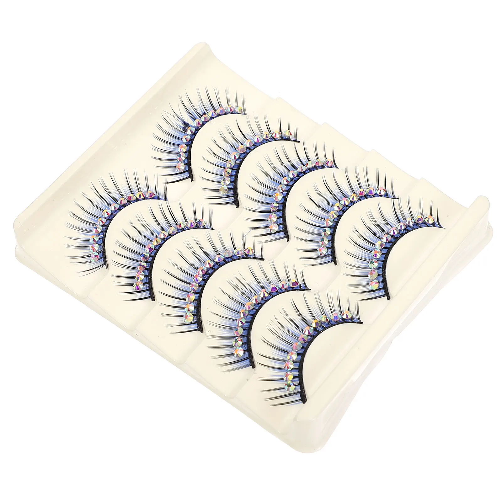 

False Eyelashes Colorful Thick Diamond Exaggerated Chemical Fiber Hard Stem Fake Lashes For Party Cosplay Halloween