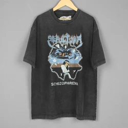 Sepultura T-Shirt Schizophrenia Dark Angel Possessed Kreator Thrash Death Metal Washed Long Short Sleeves Clothing Men's Shirts