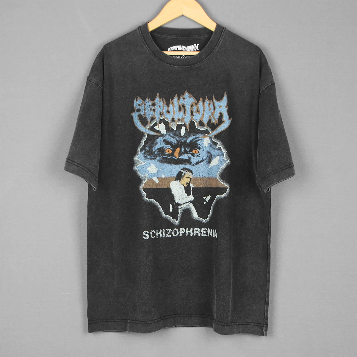 Sepultura T-Shirt Schizophrenia Dark Angel Possessed Destruction Kreator Thrash Death Metal Washed Long Sleeves Cotton Tee