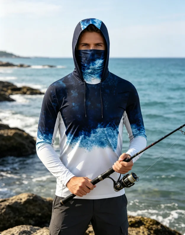 

Fishing Hoodie Anti-UV Sunscreen Sun Protection Clothes Fishing Shirt Breathable mask Hooded Sportswear